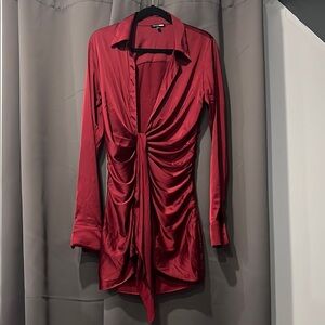 Elegant Red Ruched Blouse/dress